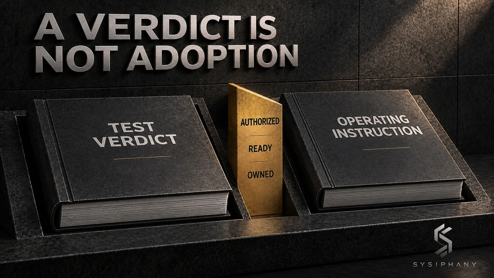 A completed test verdict remains separate from an adopted operating instruction until readiness and responsibility are confirmed.